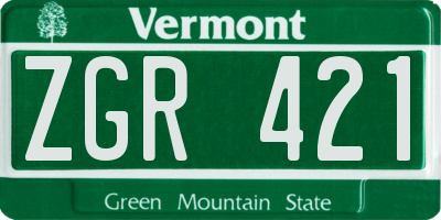 VT license plate ZGR421