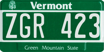 VT license plate ZGR423