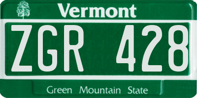VT license plate ZGR428
