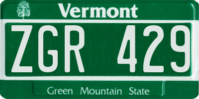 VT license plate ZGR429