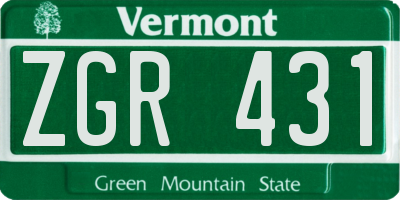 VT license plate ZGR431