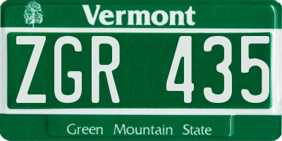 VT license plate ZGR435
