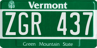 VT license plate ZGR437