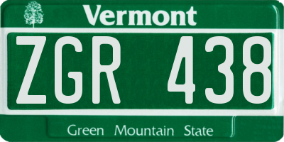 VT license plate ZGR438