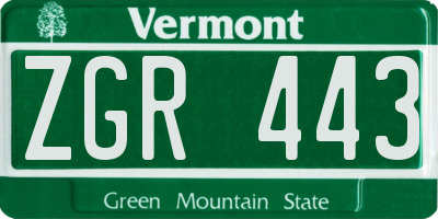 VT license plate ZGR443