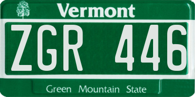 VT license plate ZGR446