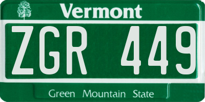 VT license plate ZGR449