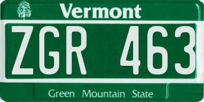 VT license plate ZGR463