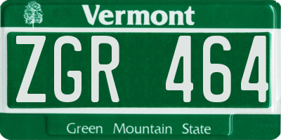VT license plate ZGR464
