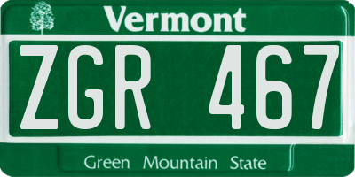 VT license plate ZGR467