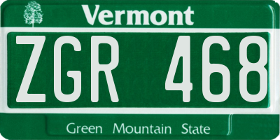 VT license plate ZGR468