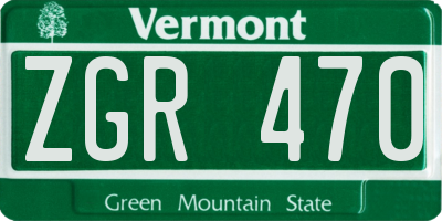 VT license plate ZGR470