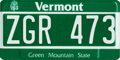 VT license plate ZGR473