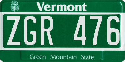 VT license plate ZGR476