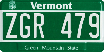 VT license plate ZGR479