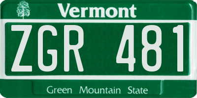VT license plate ZGR481