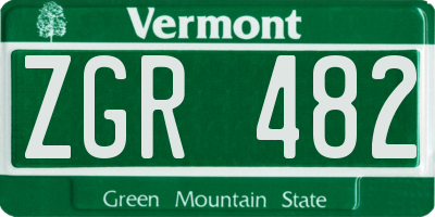VT license plate ZGR482