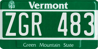 VT license plate ZGR483