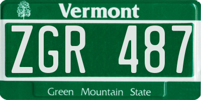 VT license plate ZGR487