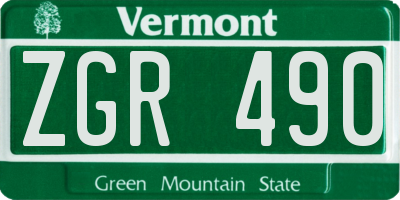 VT license plate ZGR490