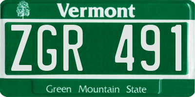 VT license plate ZGR491