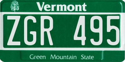VT license plate ZGR495