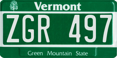 VT license plate ZGR497