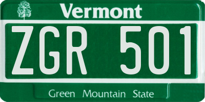 VT license plate ZGR501
