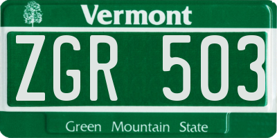VT license plate ZGR503