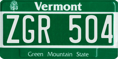 VT license plate ZGR504
