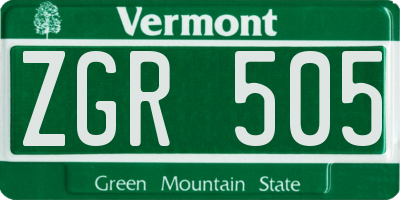 VT license plate ZGR505