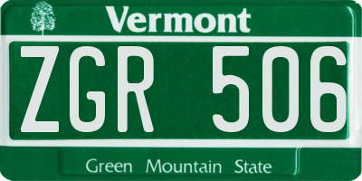 VT license plate ZGR506