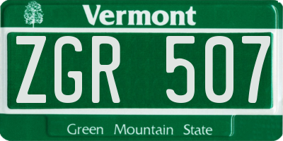 VT license plate ZGR507