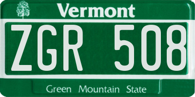 VT license plate ZGR508