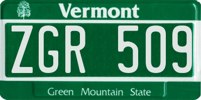 VT license plate ZGR509