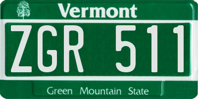 VT license plate ZGR511
