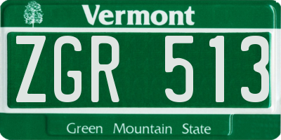 VT license plate ZGR513