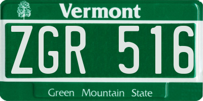 VT license plate ZGR516