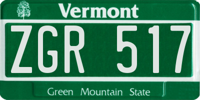 VT license plate ZGR517