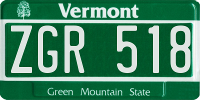 VT license plate ZGR518