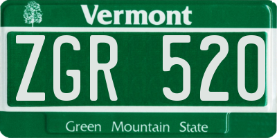 VT license plate ZGR520