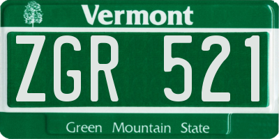 VT license plate ZGR521