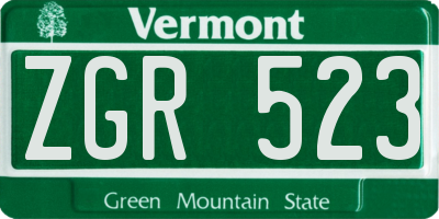 VT license plate ZGR523