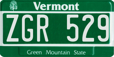 VT license plate ZGR529