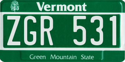 VT license plate ZGR531