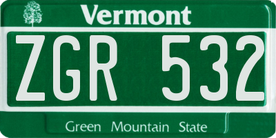 VT license plate ZGR532