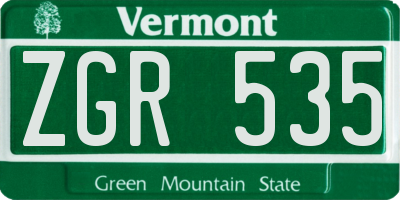 VT license plate ZGR535