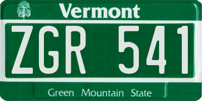 VT license plate ZGR541