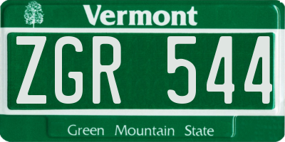 VT license plate ZGR544
