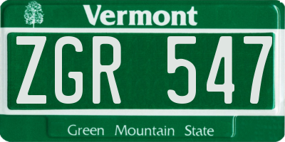 VT license plate ZGR547